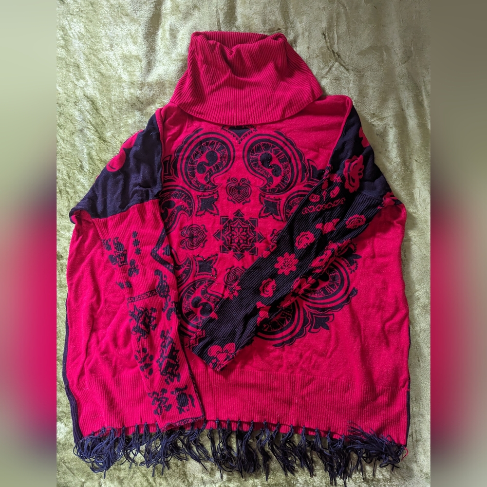 Desigual red and black designer sweater